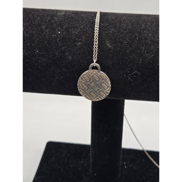 Tiffany & Co sterling signed 45 year clinique necklace 18" chain 1" pendant - Picture 4 of 9